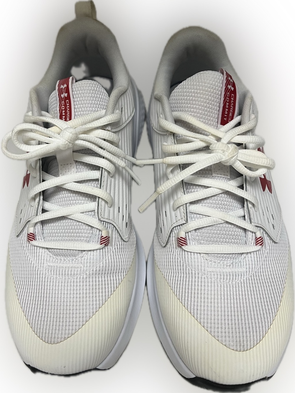 White Under Armour Athletic Sneakers with Red Accents - Men's Size 11